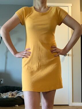 Joe Fresh Yellow Ribbed T-shirt Dress